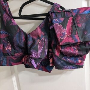 All in Motion Floral Sports Bra - Black and Purple